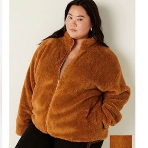 New with tag PINK Victoria Secret coat bear jacket size XXL brown color